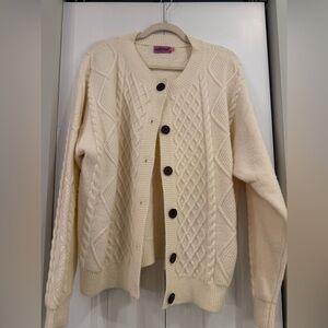 Edikted oversized Cream Cable Knit Cardigan